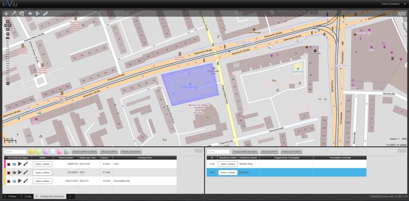 Geofence Sektorenüberwachung online via Internet